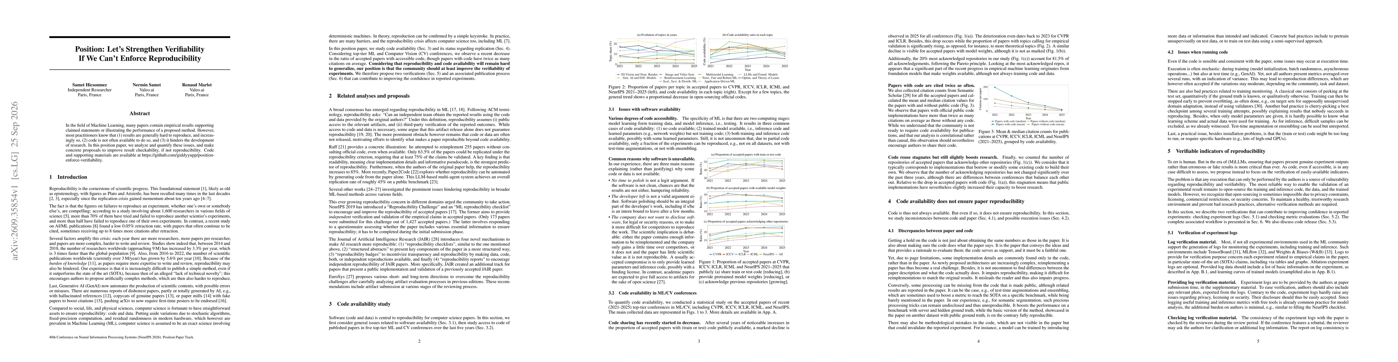 Thumbnail for Position: Let's Strengthen Verifiability If We Can't Enforce Reproducibility