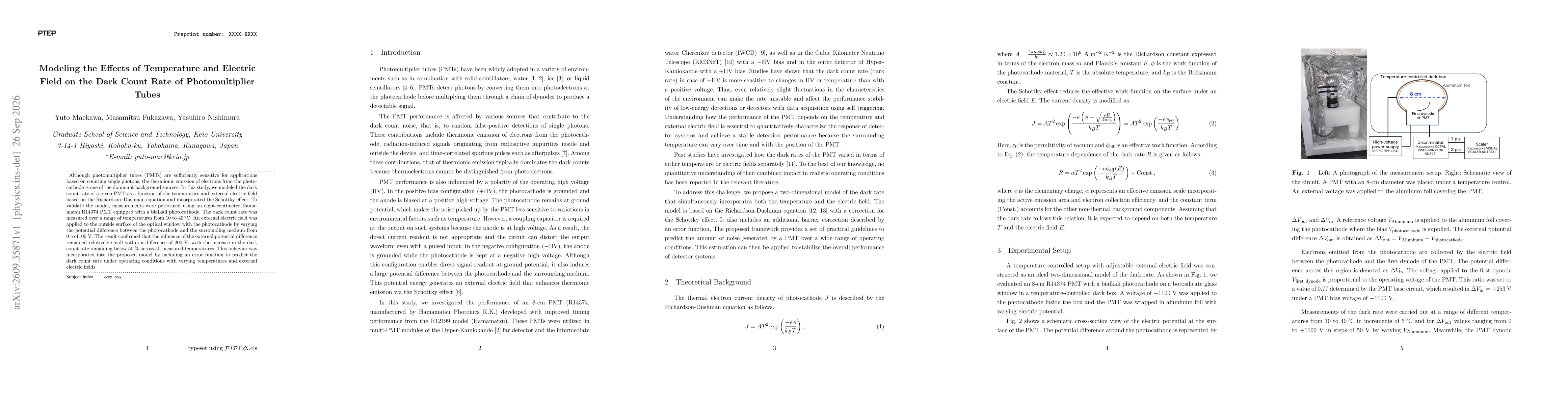 Thumbnail for Modeling the Effects of Temperature and Electric Field on the Dark Count Rate of Photomultiplier Tubes