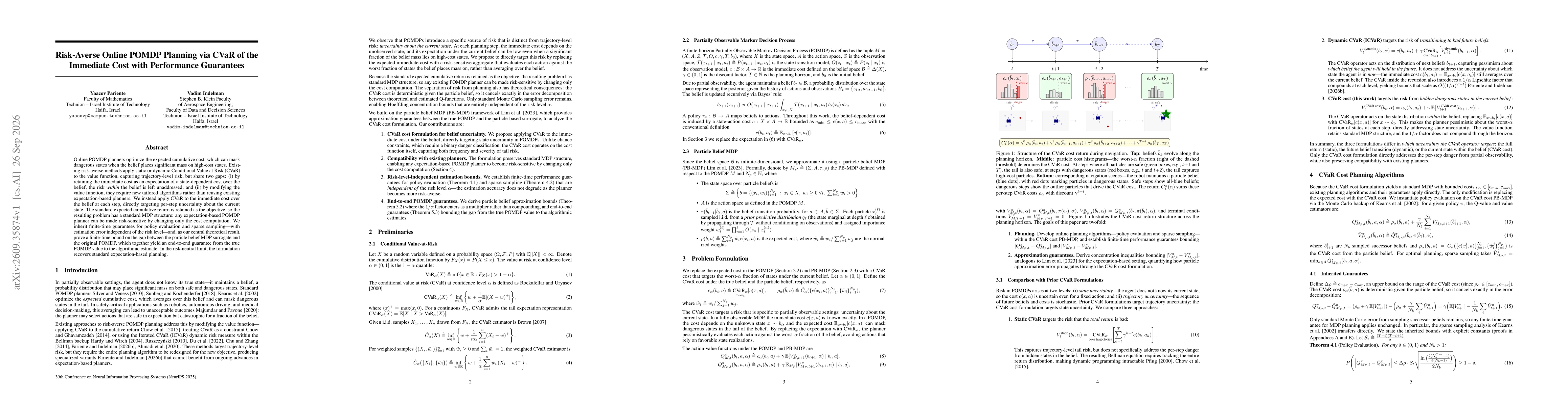 Thumbnail for Risk-Averse Online POMDP Planning via CVaR of the Immediate Cost with Performance Guarantees
