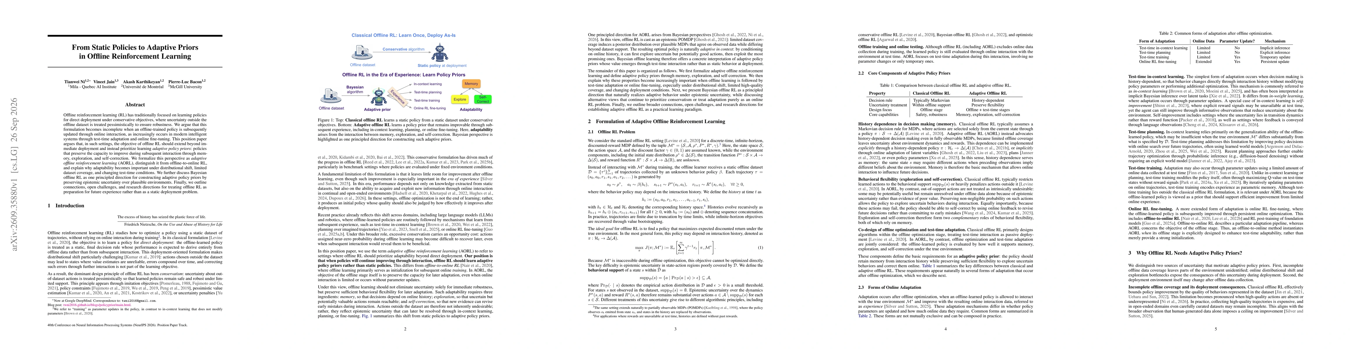 Thumbnail for From Static Policies to Adaptive Priors in Offline Reinforcement Learning