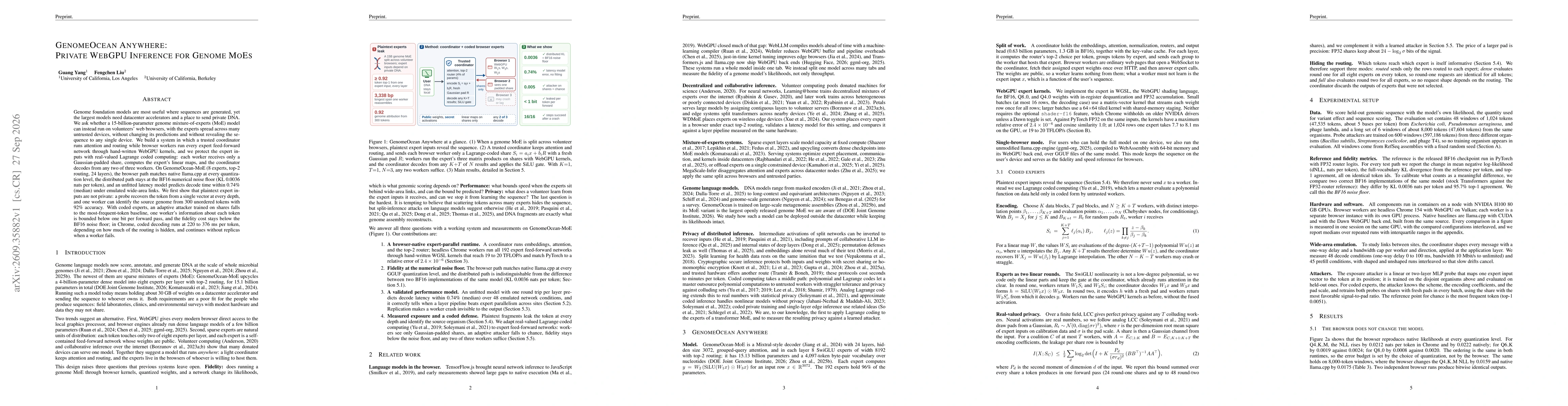 Thumbnail for GenomeOcean Anywhere: Private WebGPU Inference for Genome MoEs