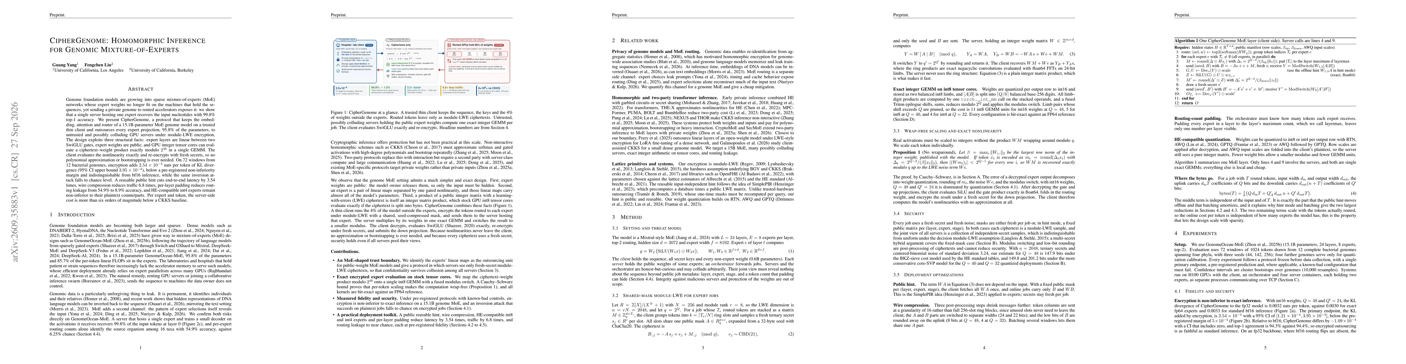 Thumbnail for CipherGenome: Homomorphic Inference for Genomic Mixture-of-Experts