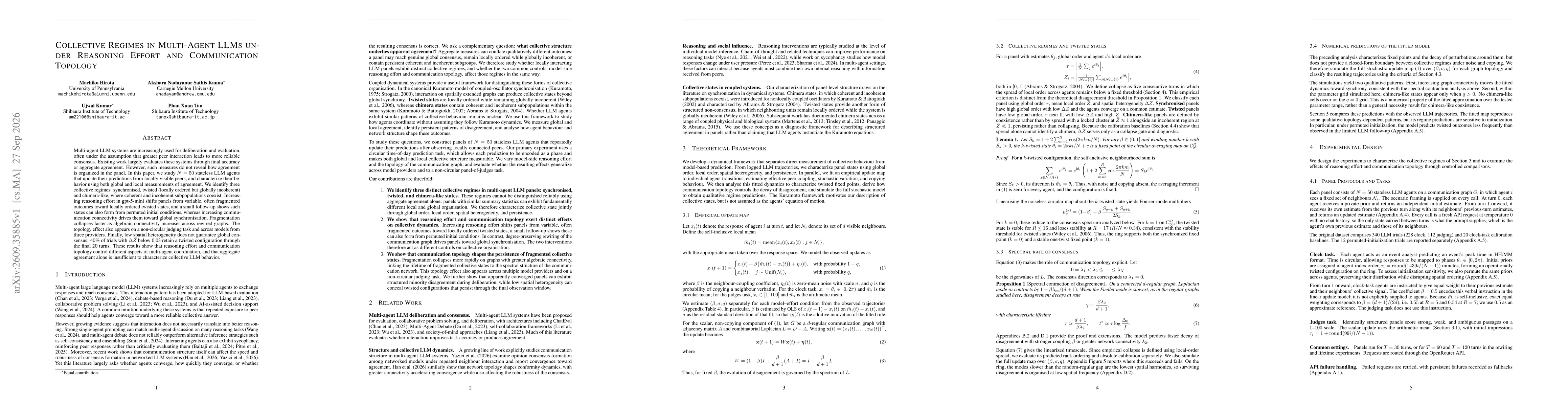Thumbnail for Collective Regimes in Multi-Agent LLMs under Reasoning Effort and Communication Topology