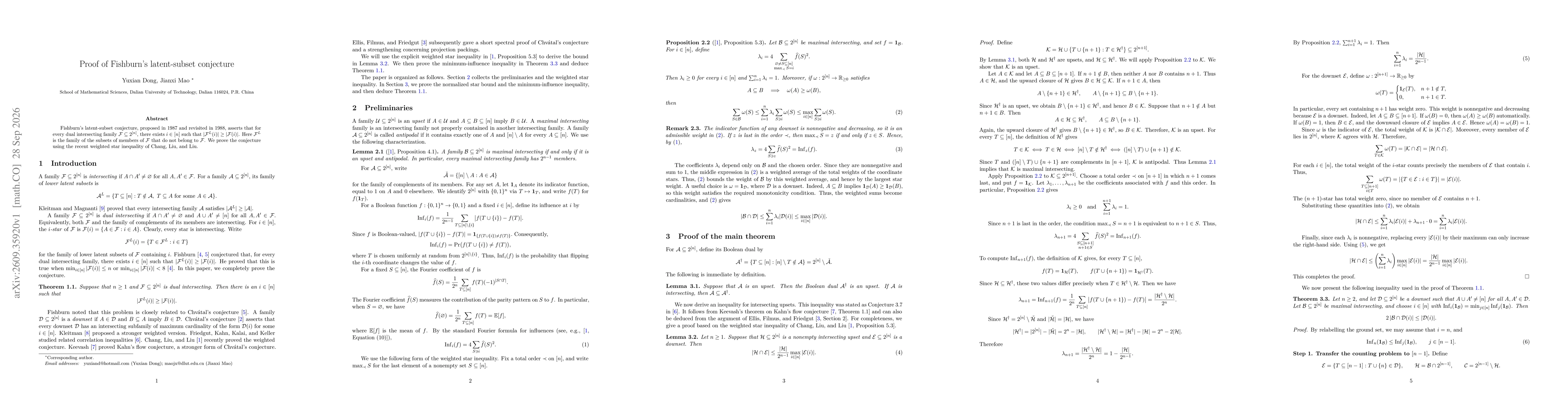 Thumbnail for Proof of Fishburn's latent-subset conjecture
