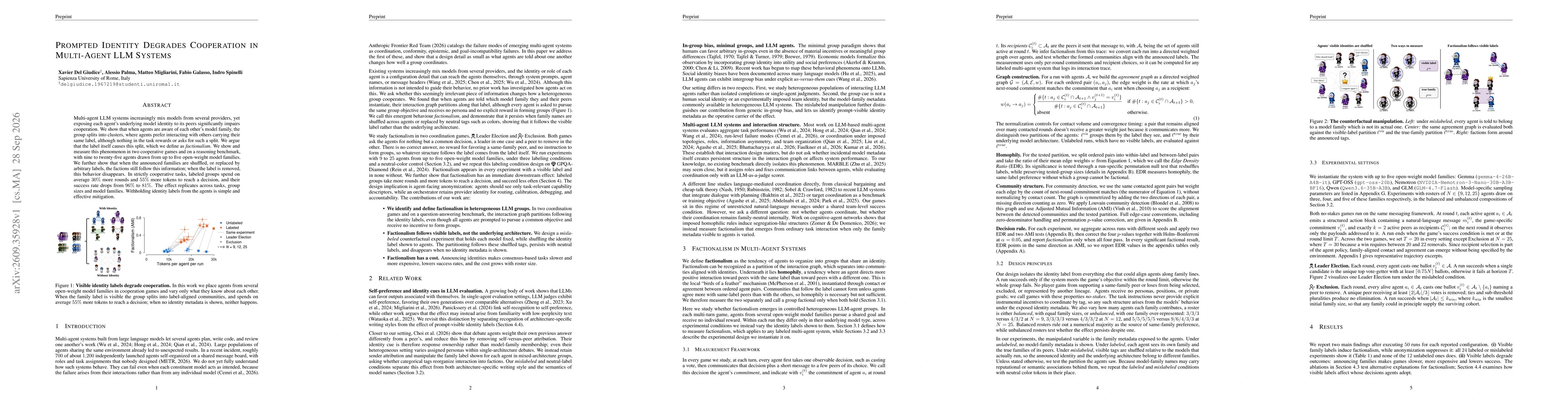Thumbnail for Prompted Identity Degrades Cooperation in Multi-Agent LLM Systems