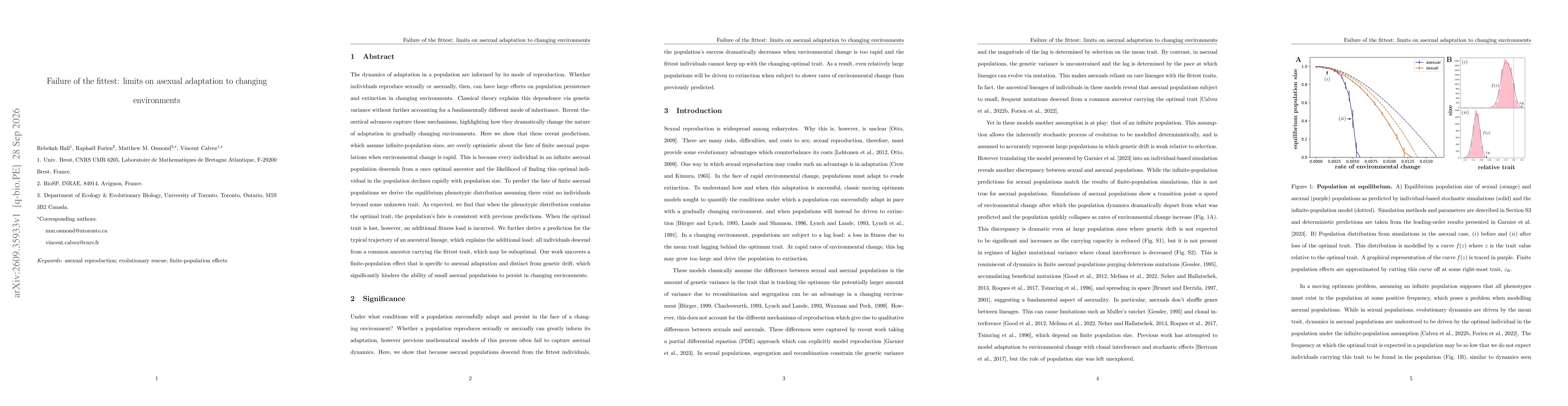 Thumbnail for Failure of the fittest: limits on asexual adaptation to changing environments