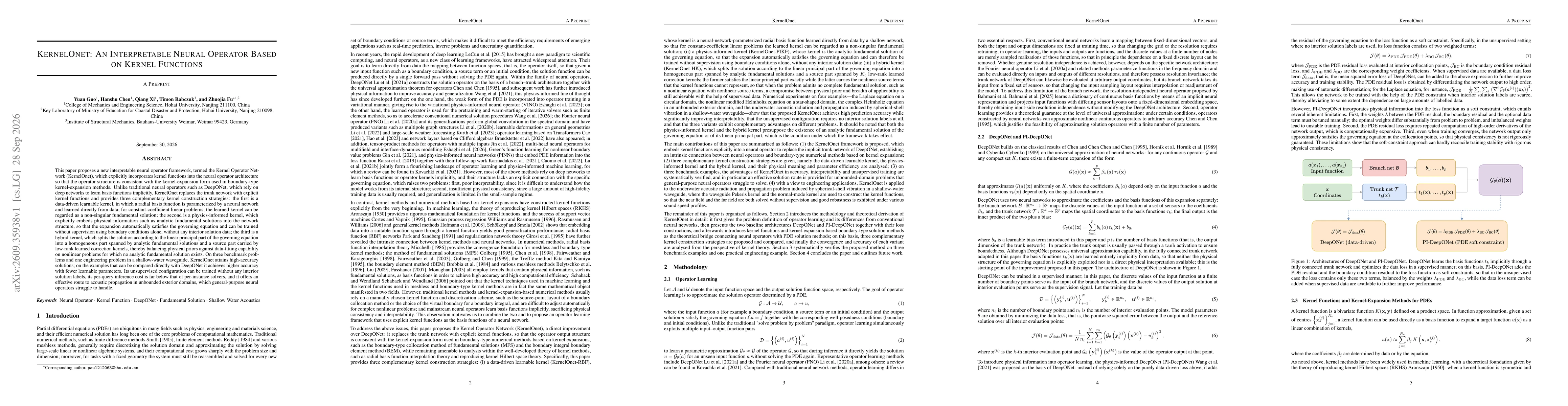 Thumbnail for KernelOnet: An Interpretable Neural Operator Based on Kernel Functions