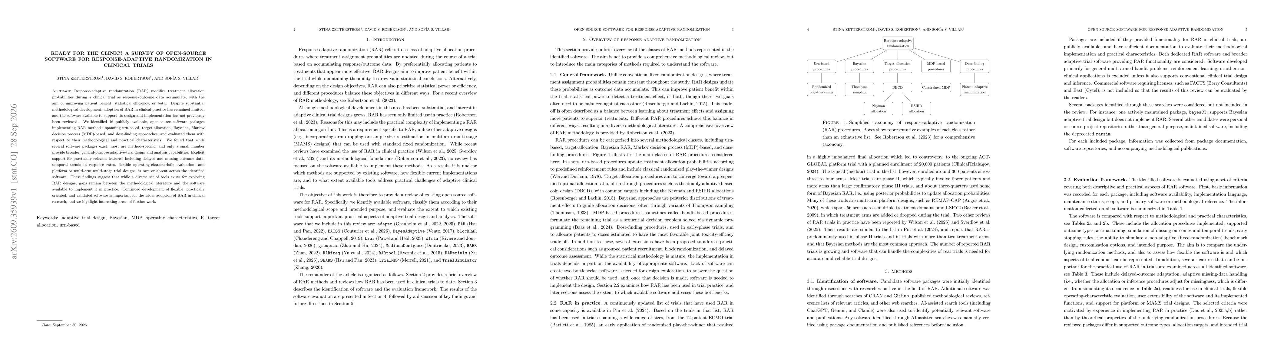 Thumbnail for Ready for the Clinic? A Survey of Open-Source Software for Response-Adaptive Randomization in Clinical Trials