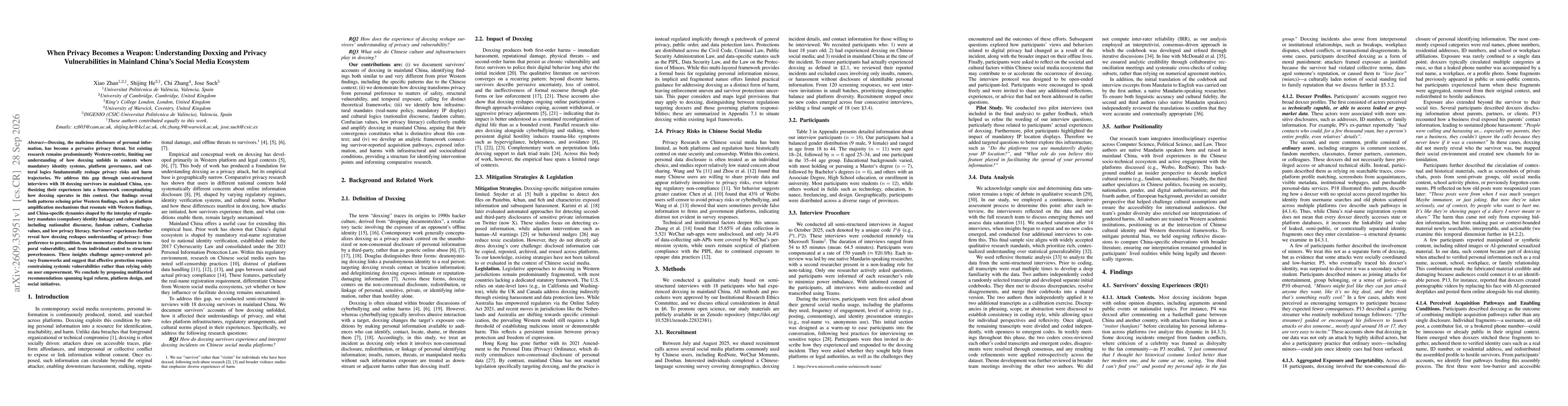 Thumbnail for When Privacy Becomes a Weapon: Understanding Doxxing and Privacy Vulnerabilities in Mainland China's Social Media Ecosystem