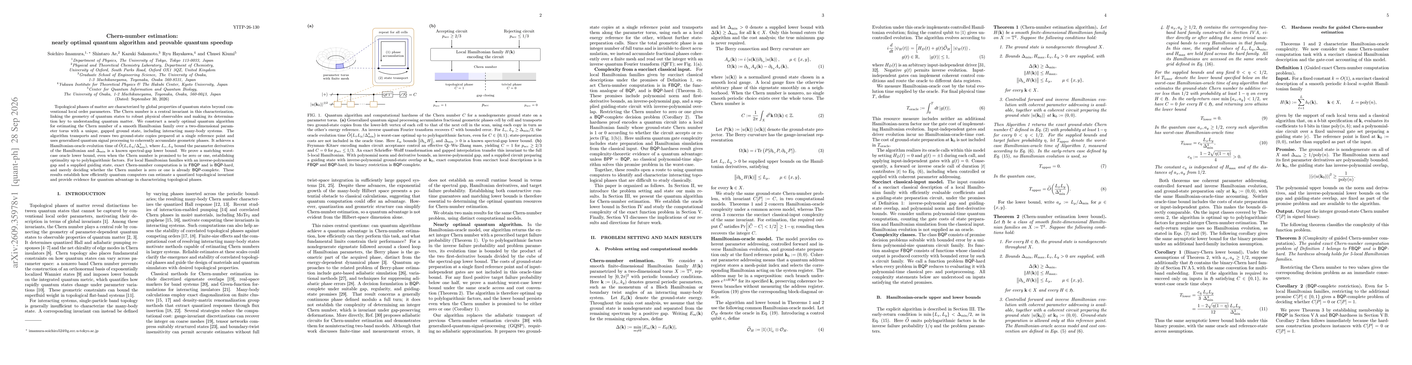 Thumbnail for Chern-number estimation: nearly optimal quantum algorithm and provable quantum speedup
