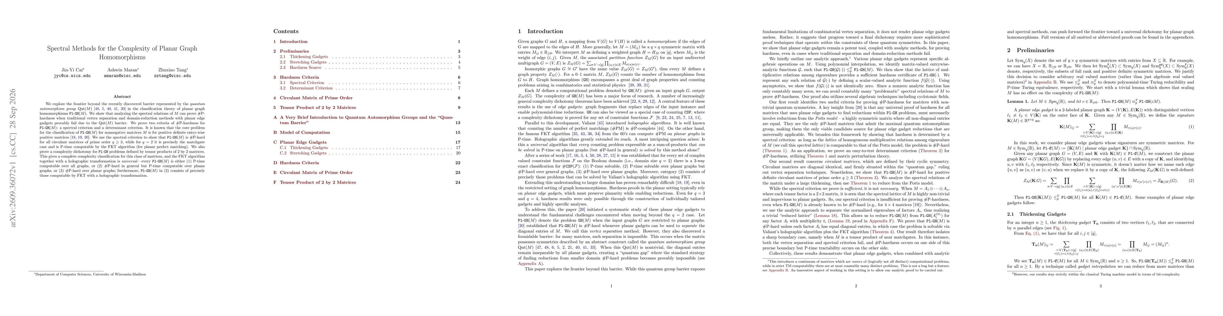 Thumbnail for Spectral Methods for the Complexity of Planar Graph Homomorphisms