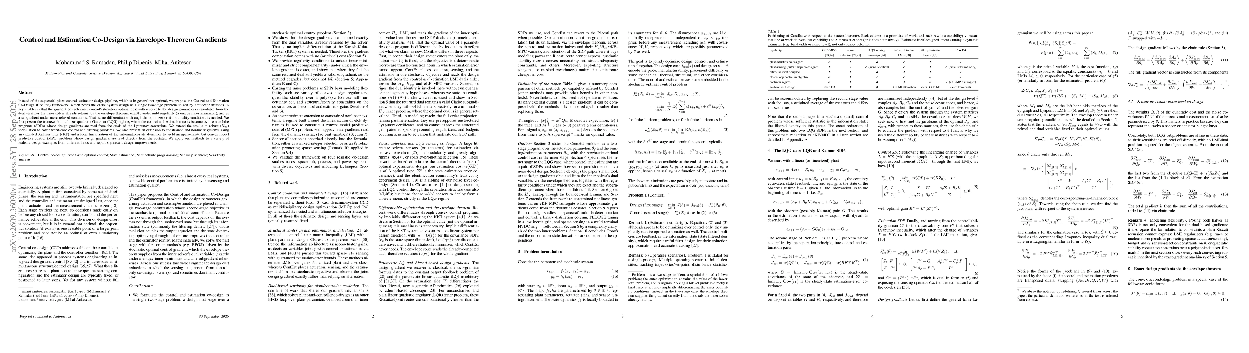Thumbnail for Control and Estimation Co-Design via Envelope-Theorem Gradients