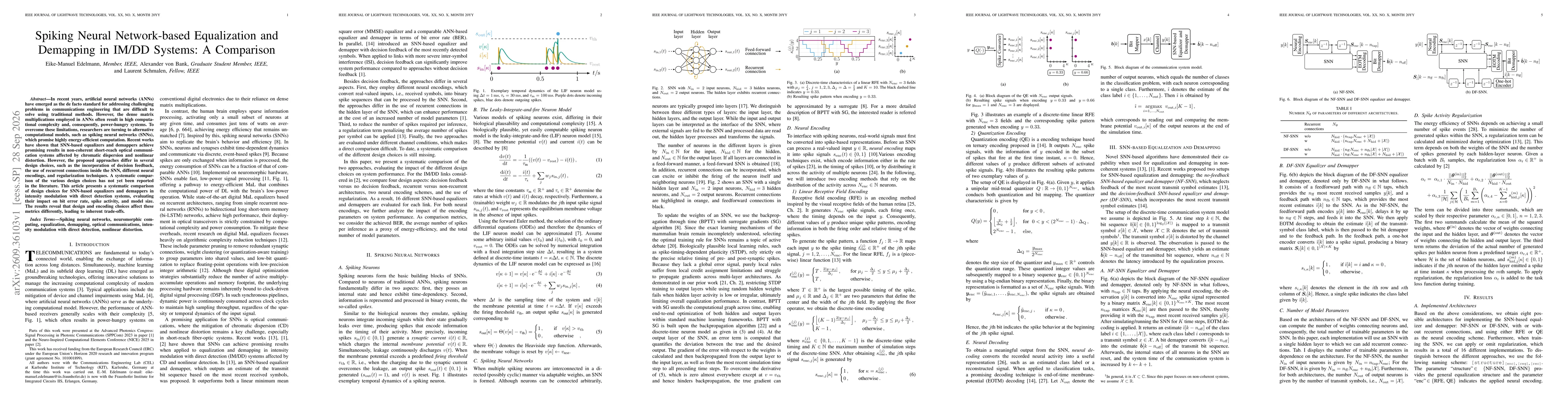 Thumbnail for Spiking Neural Network-based Equalization and Demapping in IM/DD Systems: A Comparison