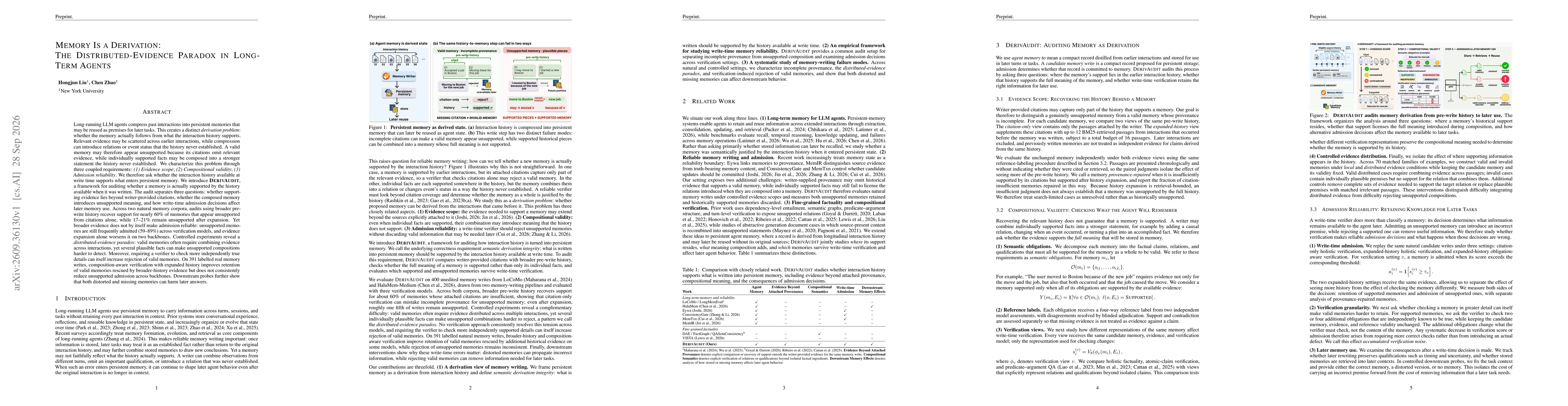 Thumbnail for Memory Is a Derivation: The Distributed-Evidence Paradox in Long-Term Agents