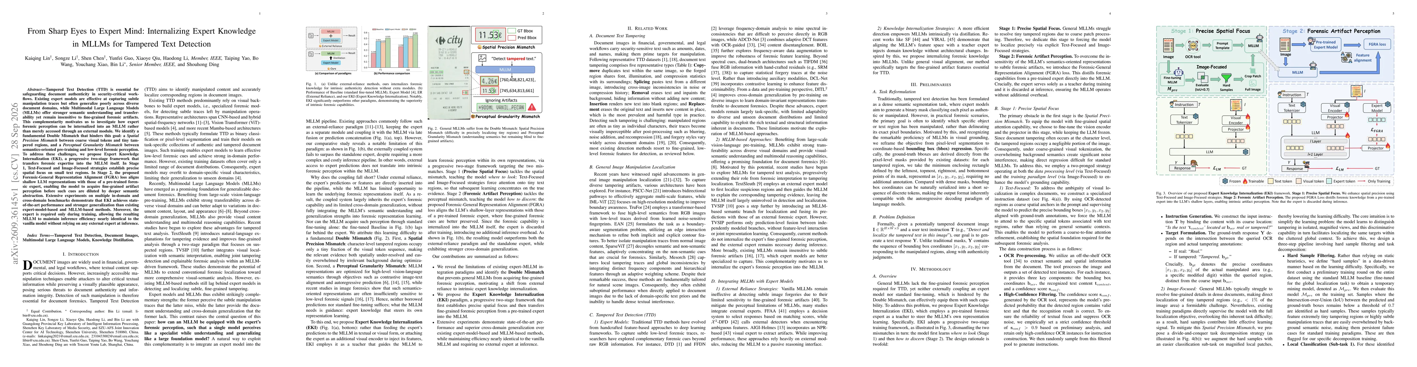 Thumbnail for From Sharp Eyes to Expert Mind: Internalizing Expert Knowledge in MLLMs for Tampered Text Detection