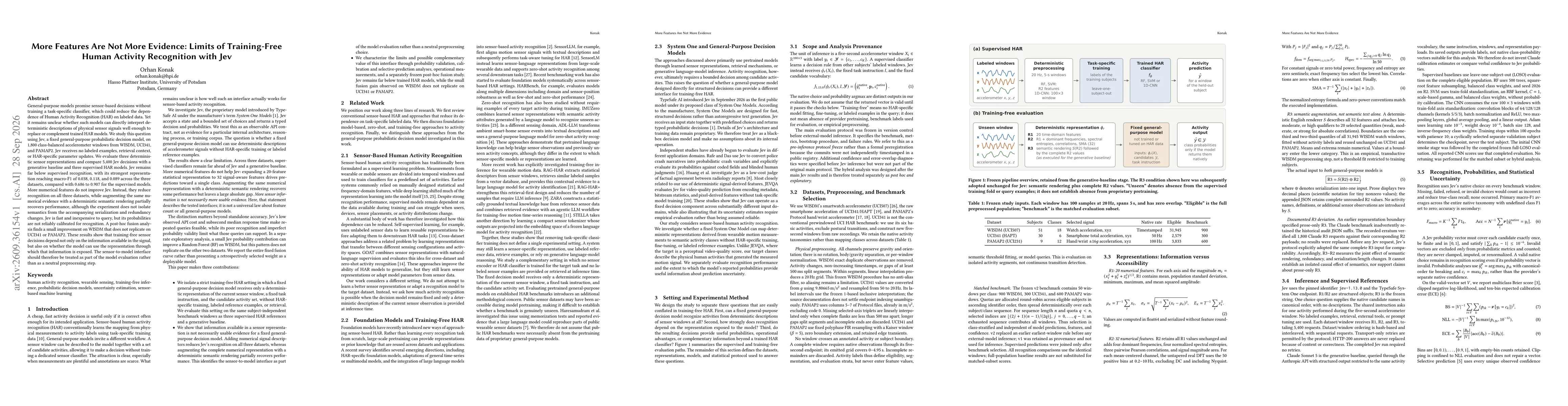 Thumbnail for More Features Are Not More Evidence: Limits of Training-Free Human Activity Recognition with Jev