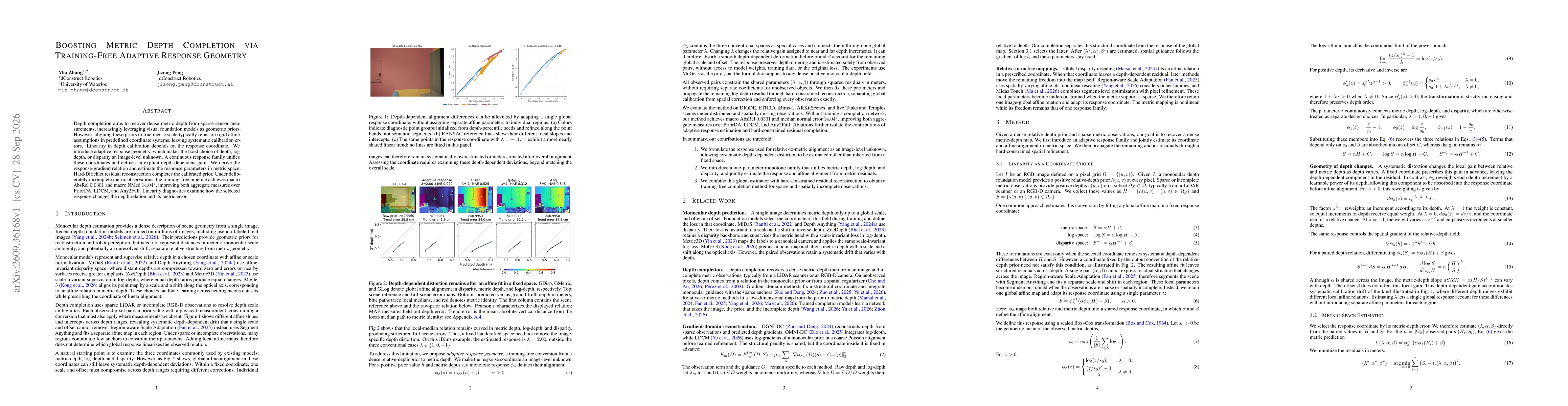 Thumbnail for Boosting Metric Depth Completion via Training-Free Adaptive Response Geometry