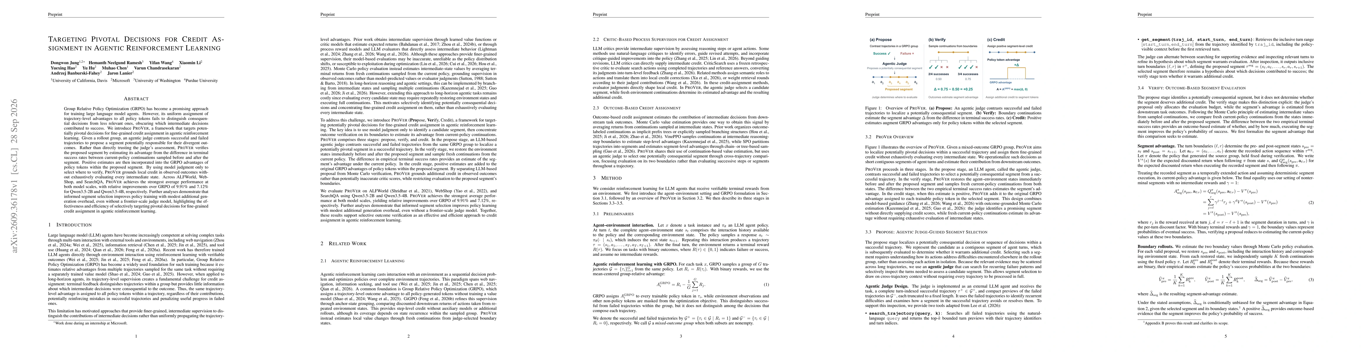 Thumbnail for Targeting Pivotal Decisions for Credit Assignment in Agentic Reinforcement Learning