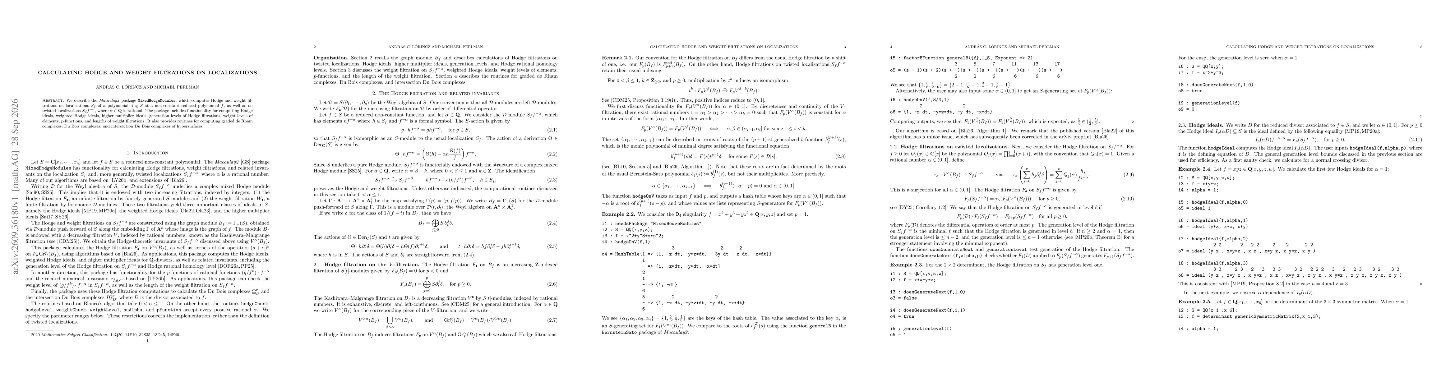 Thumbnail for Calculating Hodge and weight filtrations on localizations