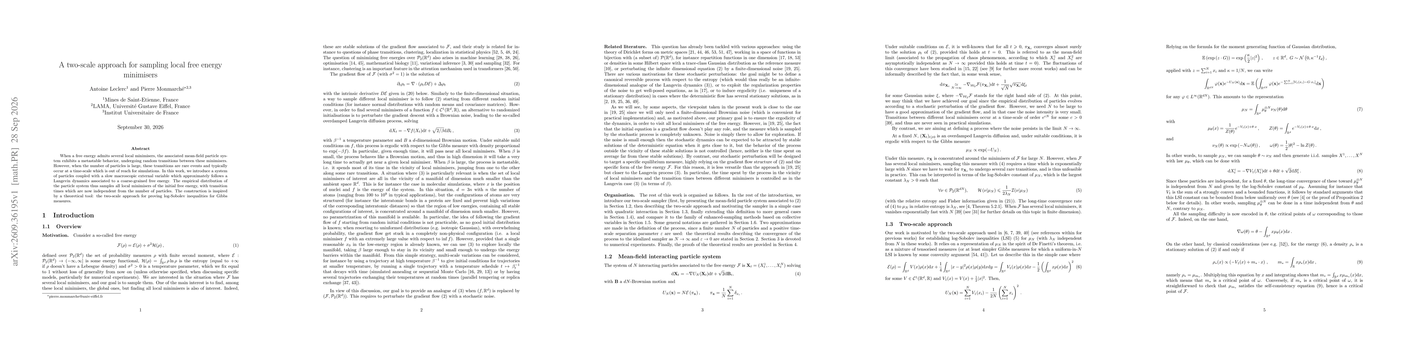 Thumbnail for A two-scale approach for sampling local free energy minimisers