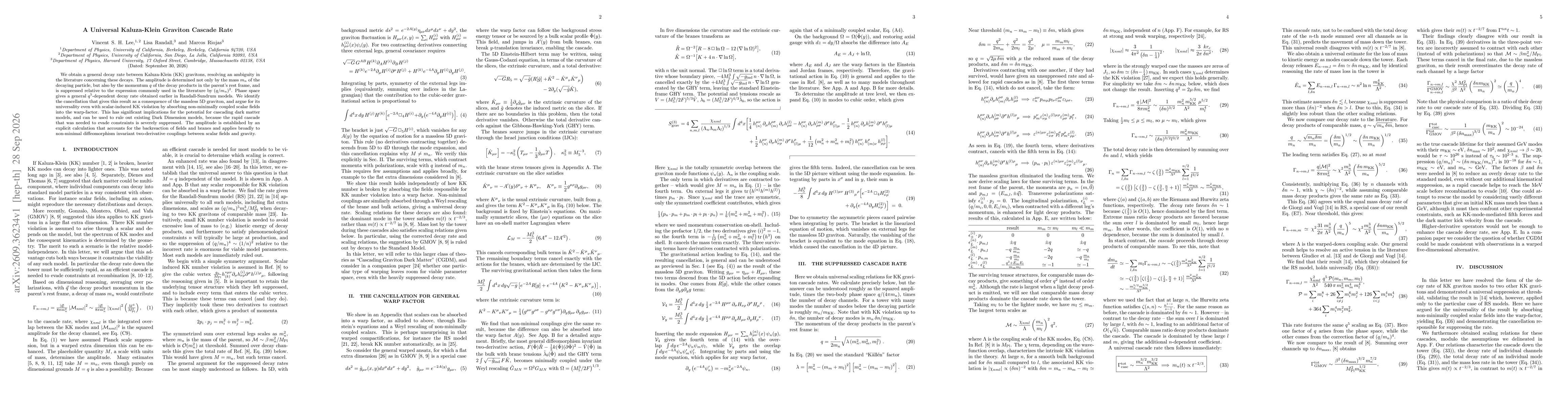 Thumbnail for A Universal Kaluza-Klein Graviton Cascade Rate