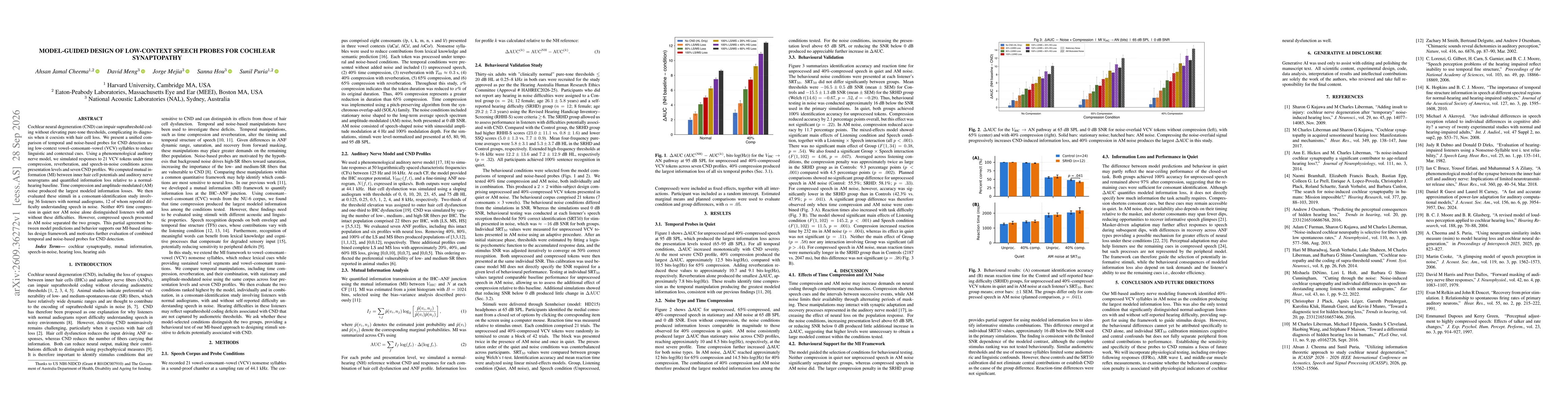 Thumbnail for Model-Guided Design of Low-Context Speech Probes for Cochlear Synaptopathy