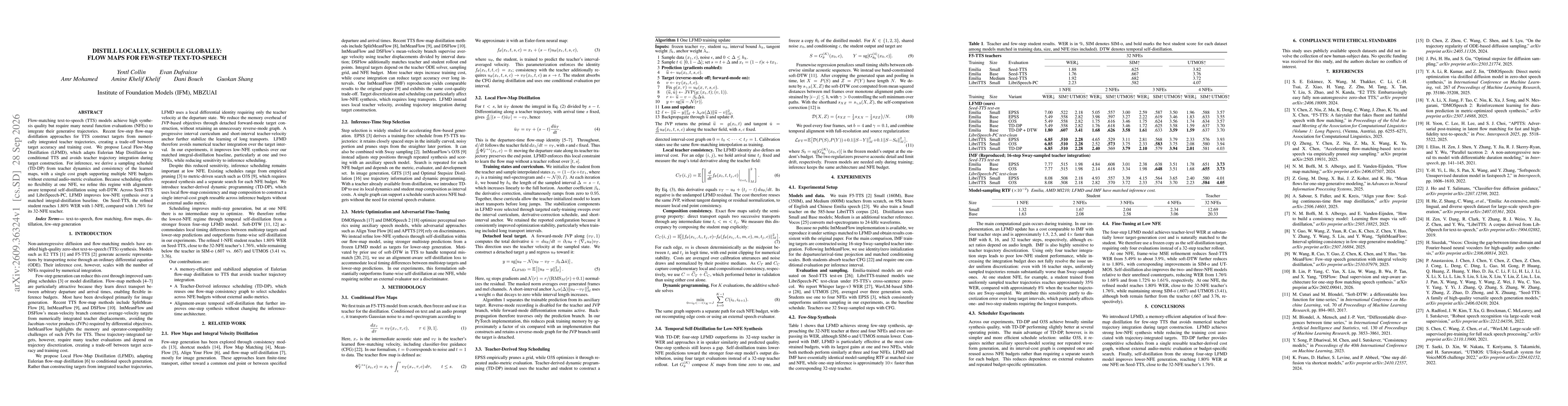 Thumbnail for Distill Locally, Schedule Globally: Flow Maps for Few-Step Text-to-Speech
