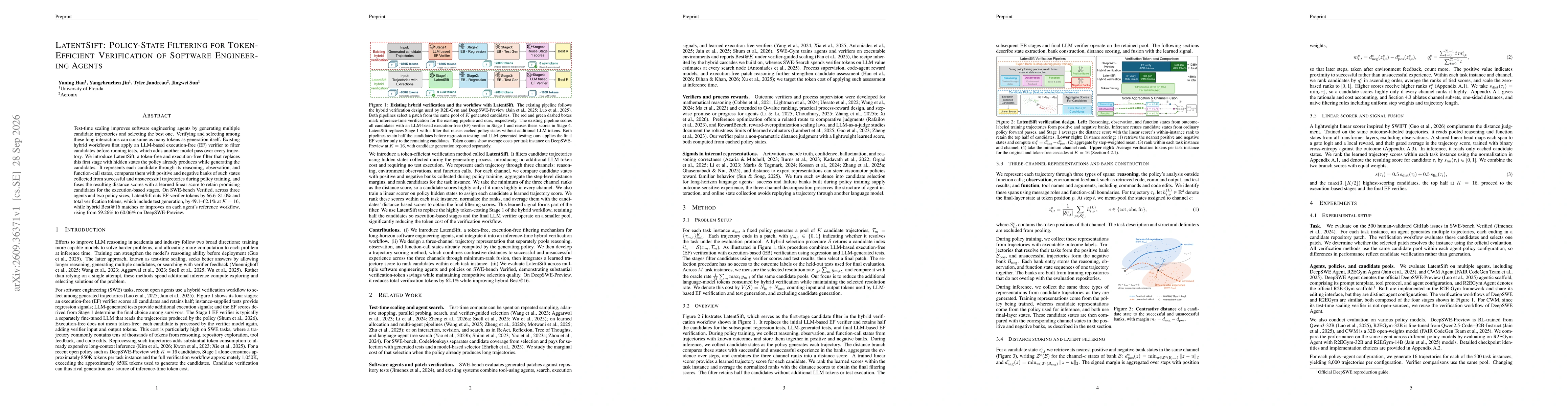 Thumbnail for LatentSift: Policy-State Filtering for Token-Efficient Verification of Software Engineering Agents