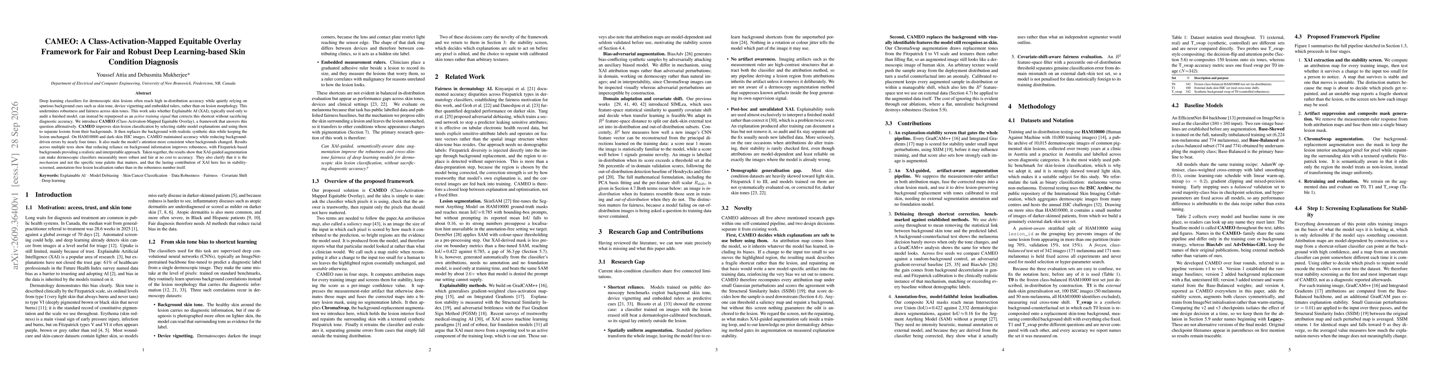 Thumbnail for CAMEO: A Class-Activation-Mapped Equitable Overlay Framework for Fair and Robust Deep Learning-based Skin Condition Diagnosis
