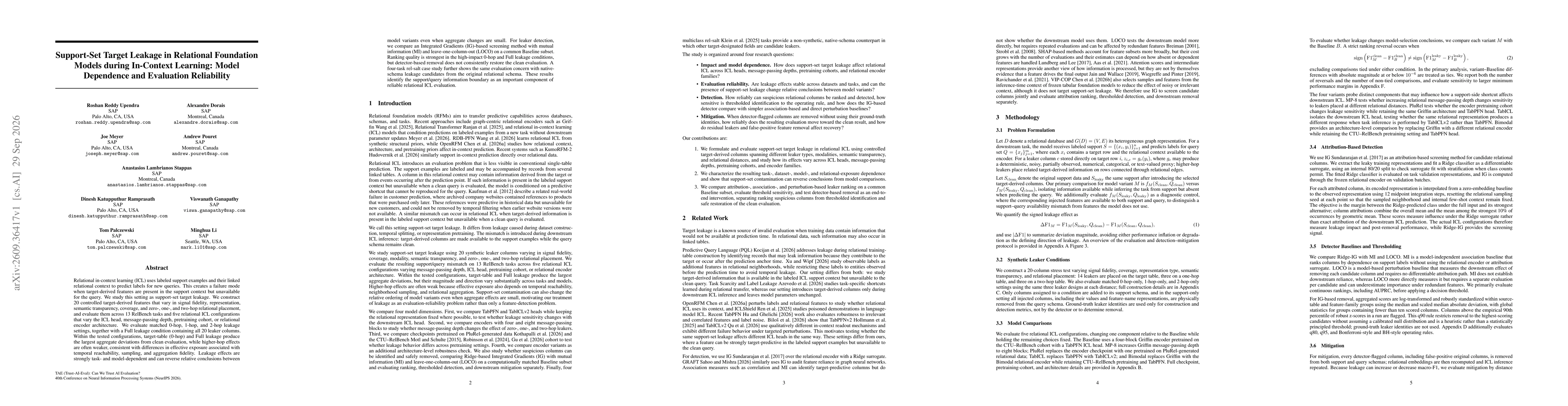 Thumbnail for Support-Set Target Leakage in Relational Foundation Models during In-Context Learning: Model Dependence and Evaluation Reliability