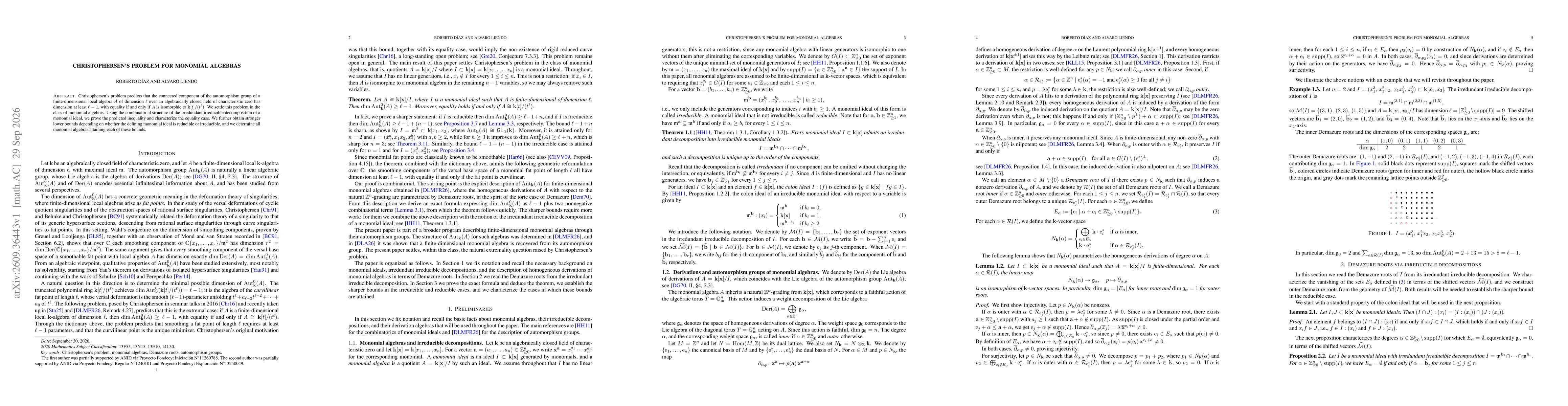 Thumbnail for Christophersen's problem for monomial algebras