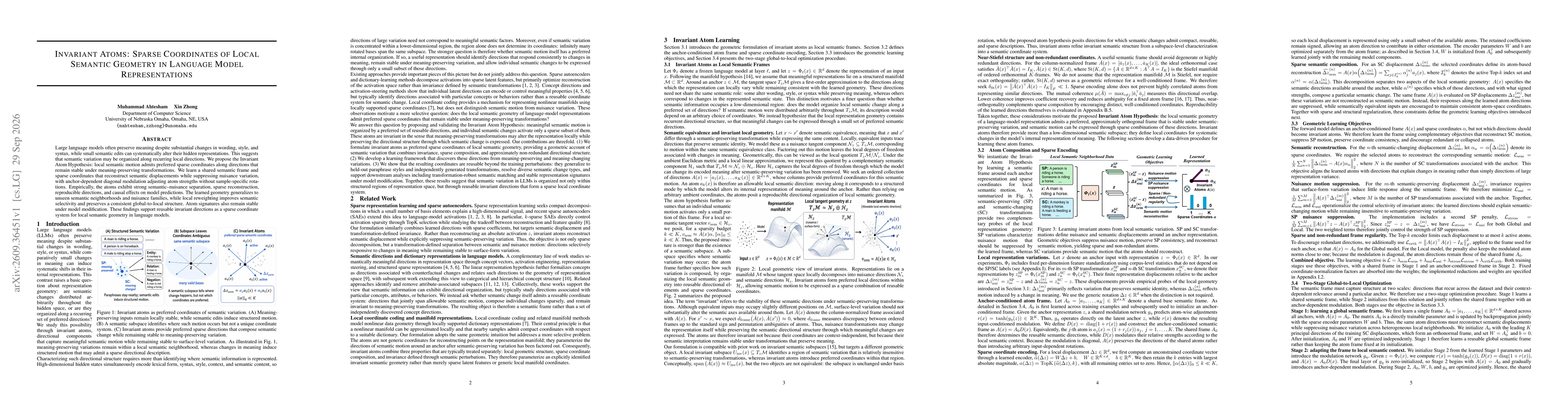 Thumbnail for Invariant Atoms: Sparse Coordinates of Local Semantic Geometry in Language Model Representations