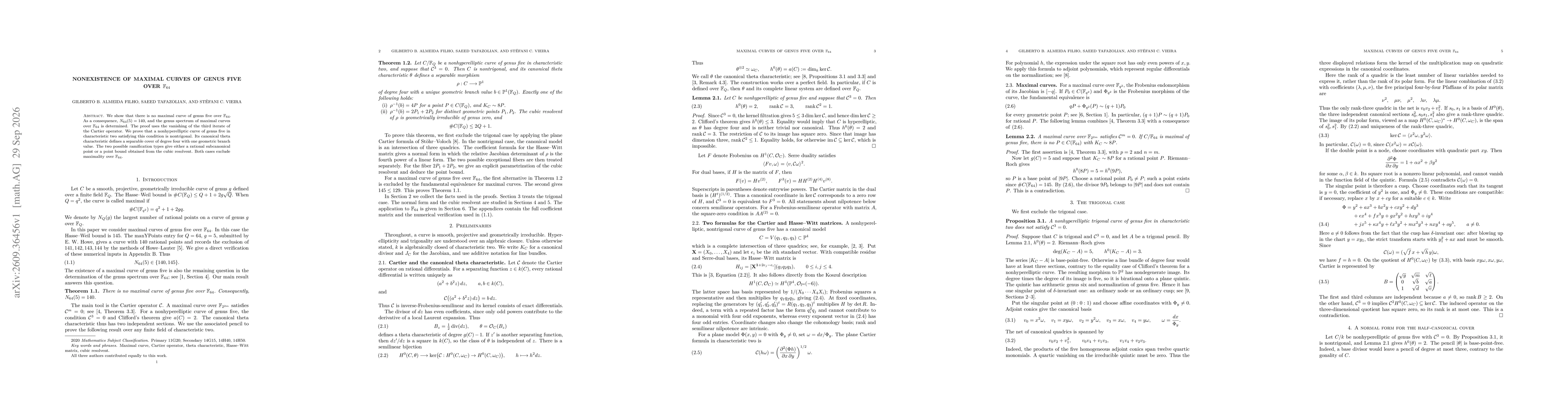 Thumbnail for Nonexistence of maximal curves of genus five over $\F_{64}$