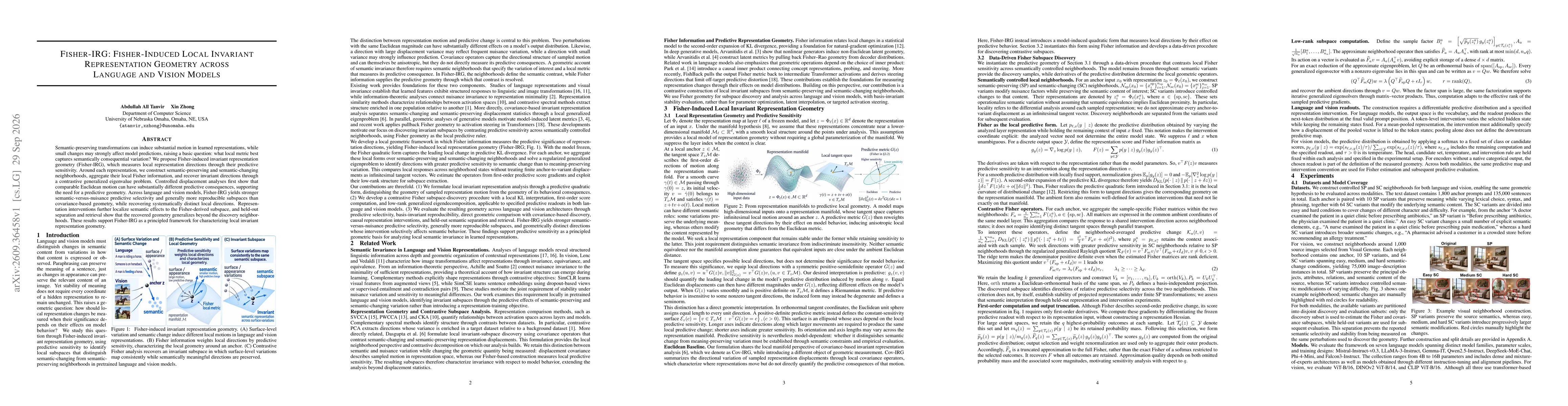 Thumbnail for Fisher-IRG: Fisher-Induced Local Invariant Representation Geometry across Language and Vision Models