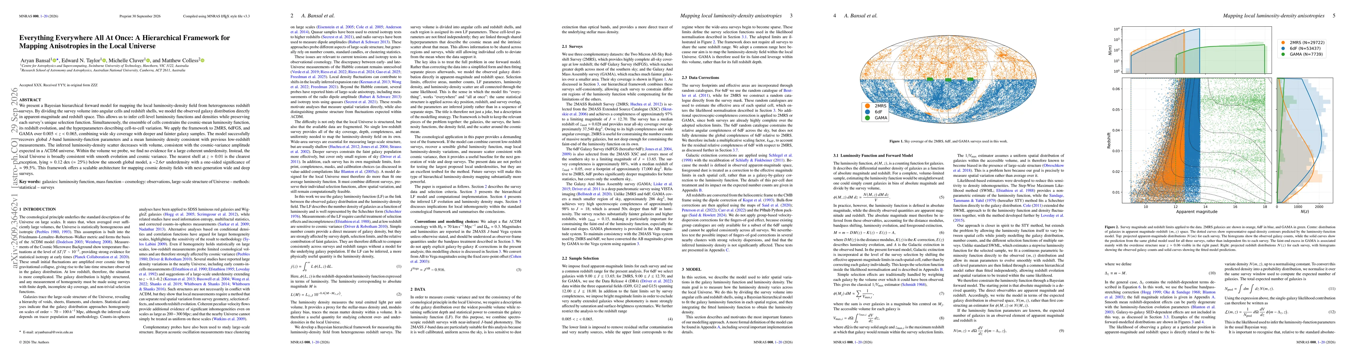 Thumbnail for Everything Everywhere All At Once: A Hierarchical Framework for Mapping Anisotropies in the Local Universe