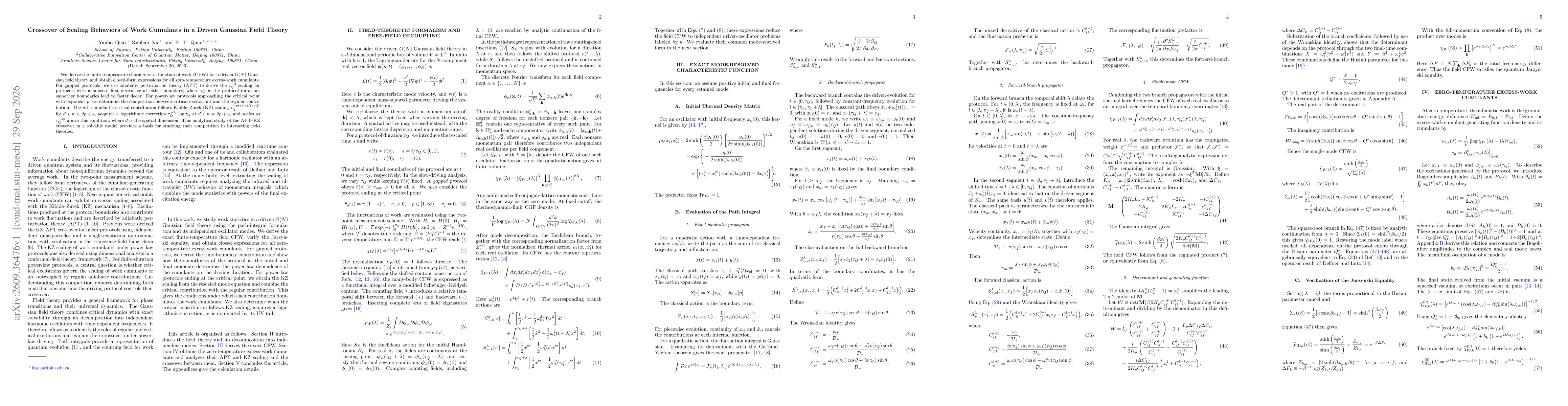 Thumbnail for Crossover of Scaling Behaviors of Work Cumulants in a Driven Gaussian Field Theory