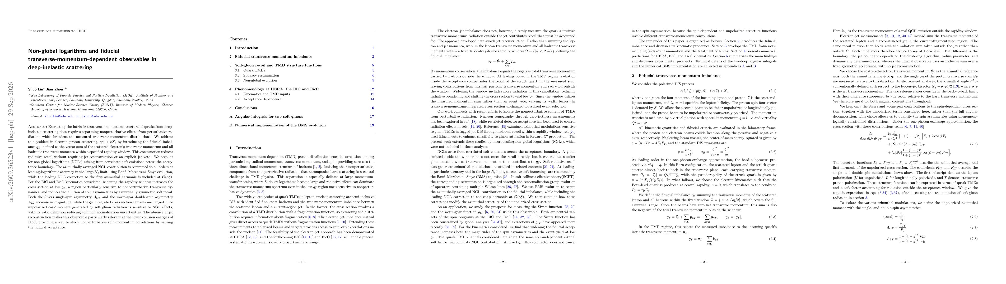Thumbnail for Non-global logarithms and fiducial transverse-momentum-dependent observables in deep-inelastic scattering
