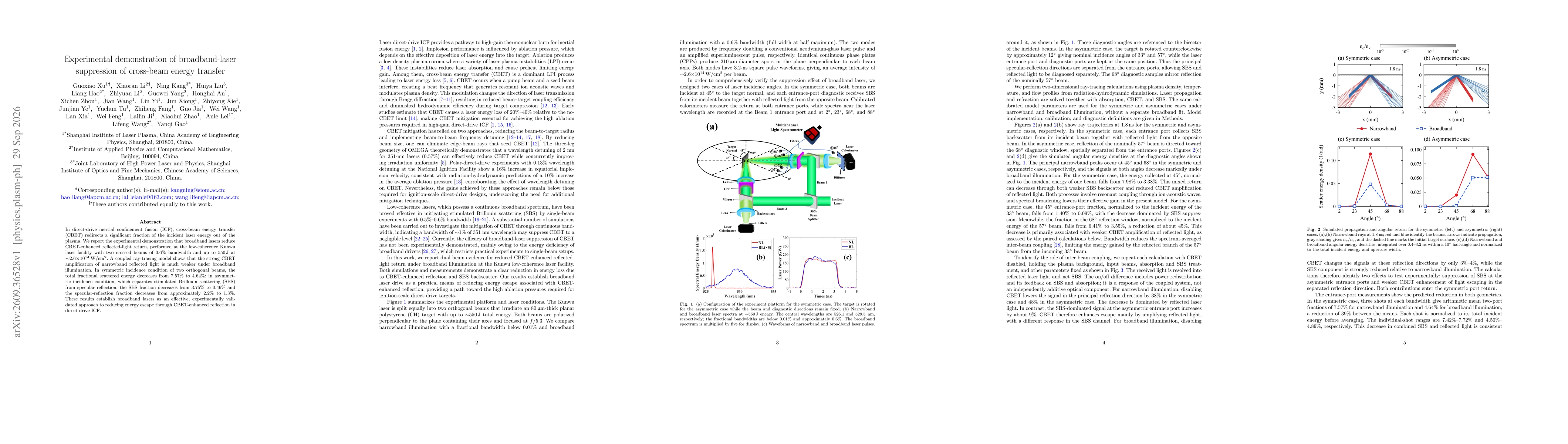 Thumbnail for Experimental demonstration of broadband-laser suppression of cross-beam energy transfer