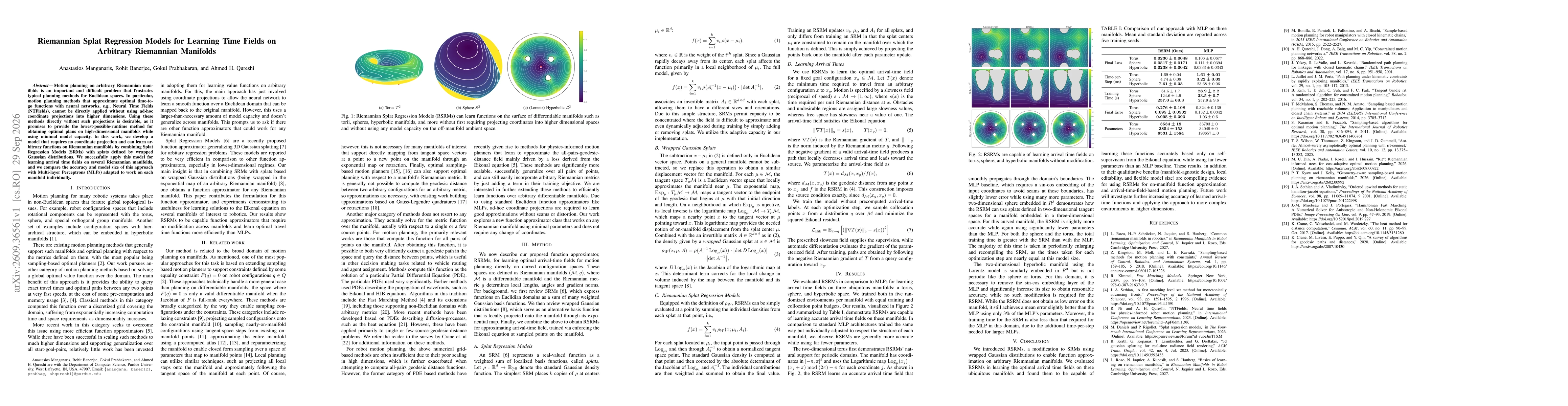 Thumbnail for Riemannian Splat Regression Models for Learning Time Fields on Arbitrary Riemannian Manifolds