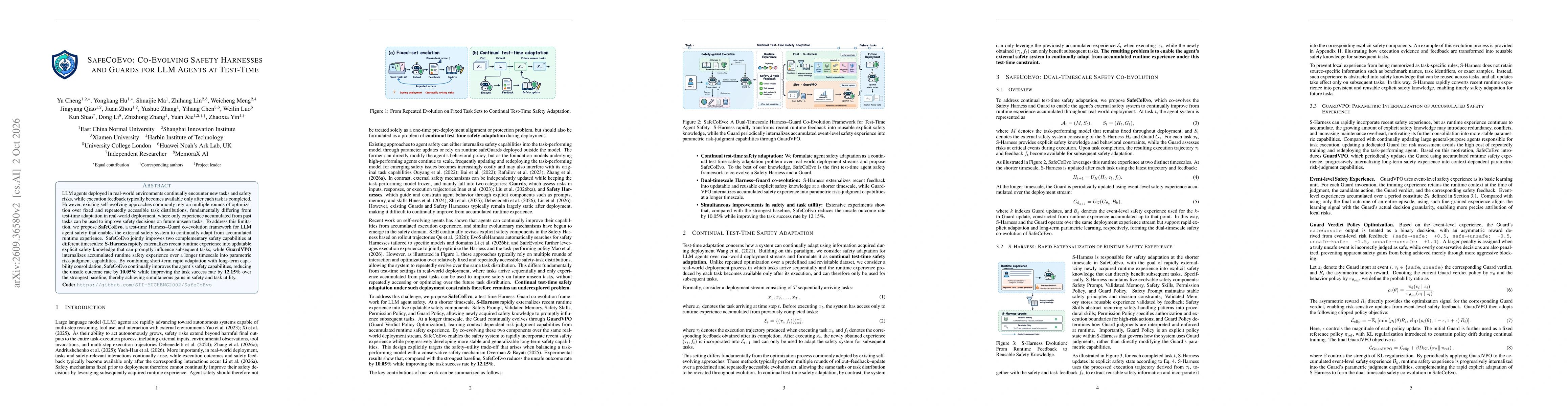 Thumbnail for SafeCoEvo: Co-Evolving Safety Harnesses and Guards for LLM Agents at Test-Time