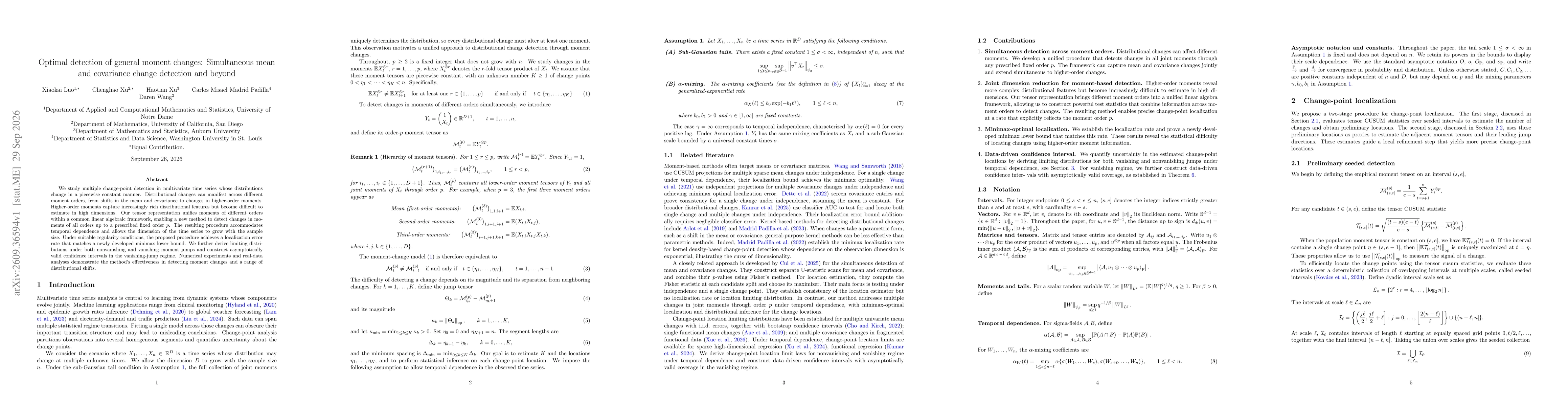 Thumbnail for Optimal detection of general moment changes: Simultaneous mean and covariance change detection and beyond