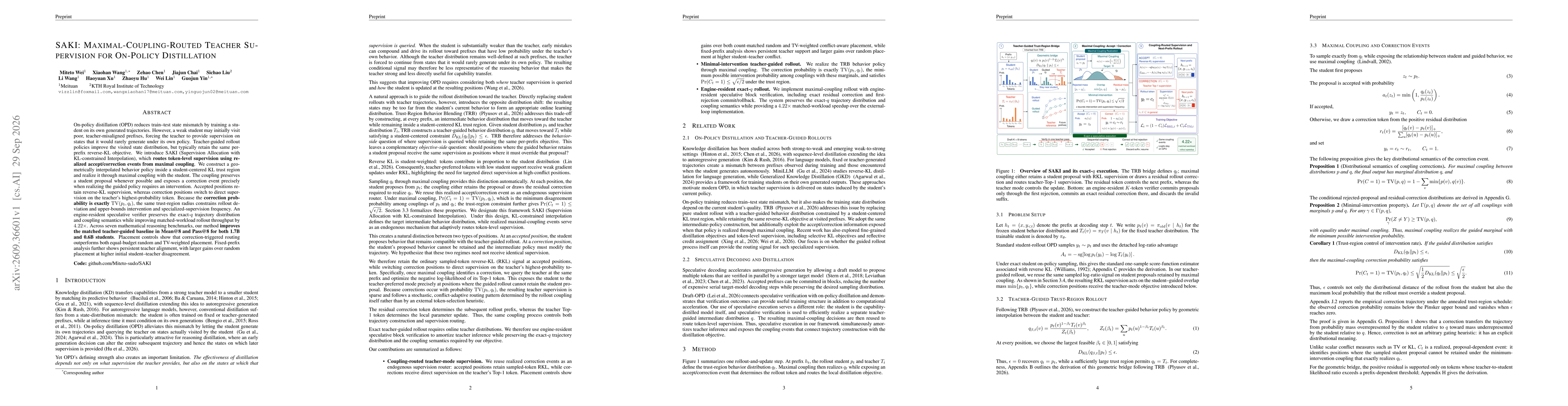 Thumbnail for SAKI: Maximal-Coupling-Routed Teacher Supervision for On-Policy Distillation