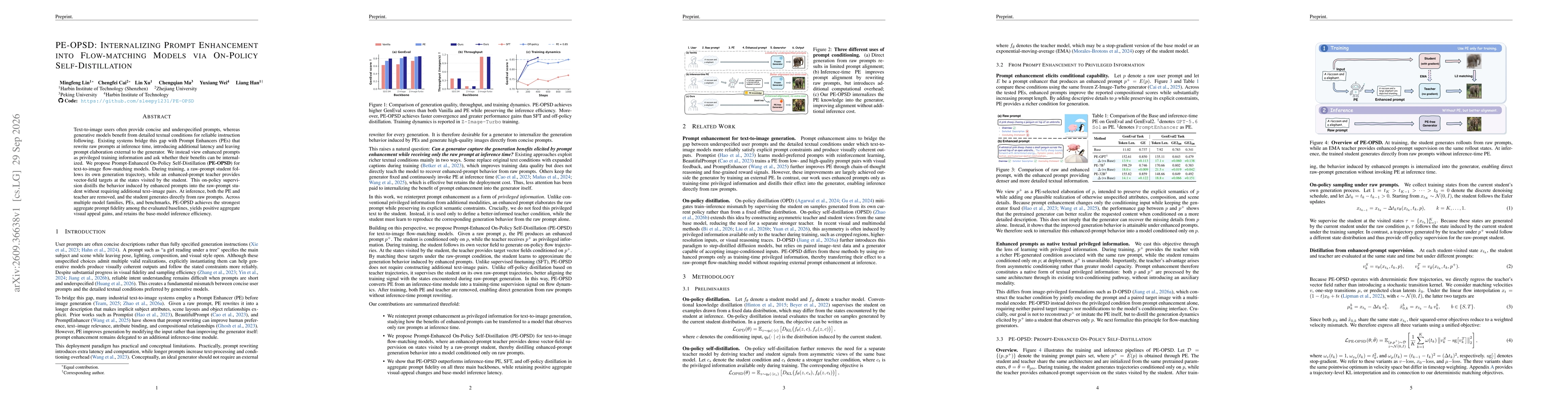 Thumbnail for PE-OPSD: Internalizing Prompt Enhancement into Flow-matching Models via On-Policy Self-Distillation