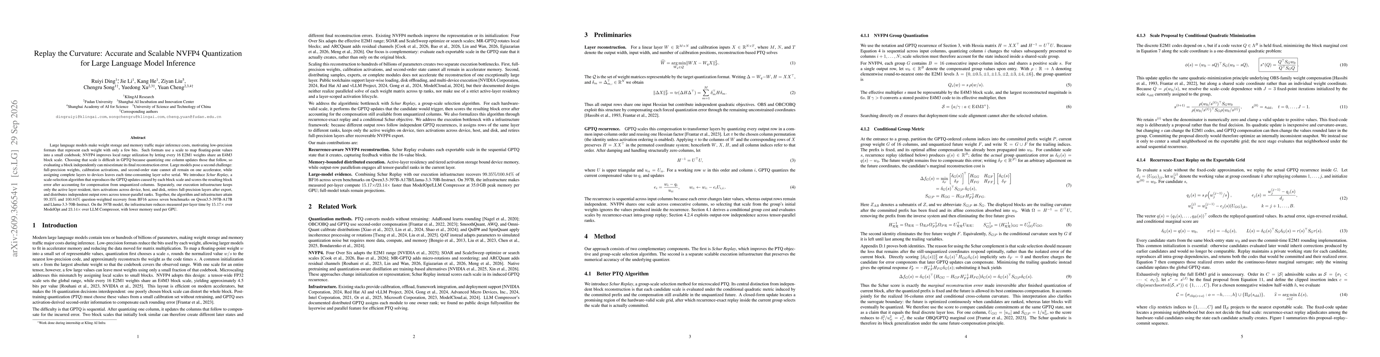 Thumbnail for Replay the Curvature: Accurate and Scalable NVFP4 Quantization for Large Language Model Inference