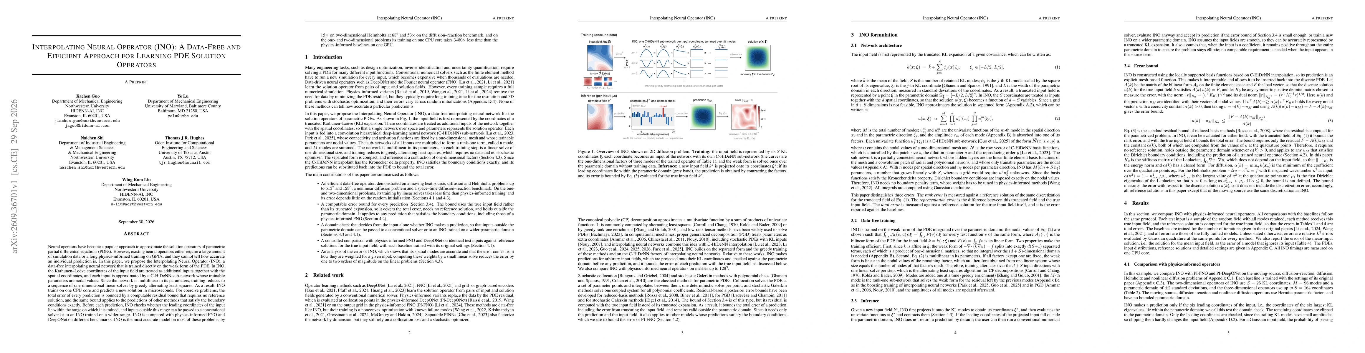 Thumbnail for Interpolating Neural Operator (INO): A Data-Free and Efficient Approach for Learning PDE Solution Operators
