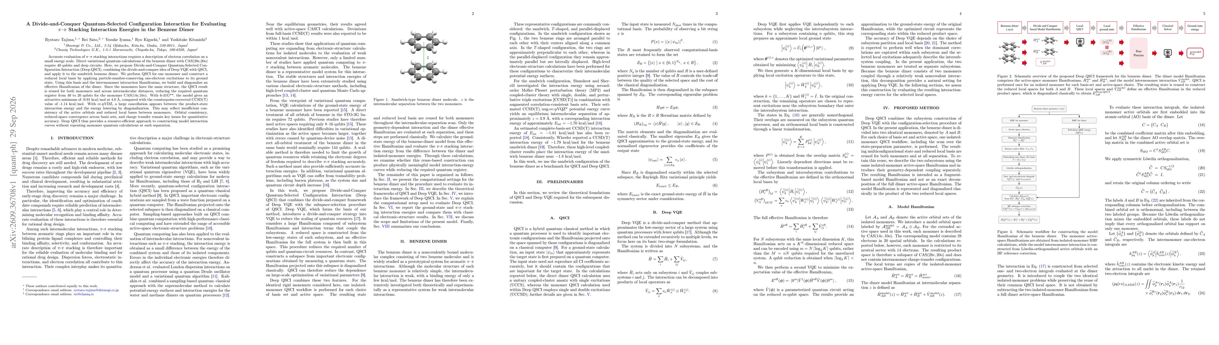 Thumbnail for A Divide-and-Conquer Quantum-Selected Configuration Interaction for Evaluating $π$-$π$ Stacking Interaction Energies in the Benzene Dimer