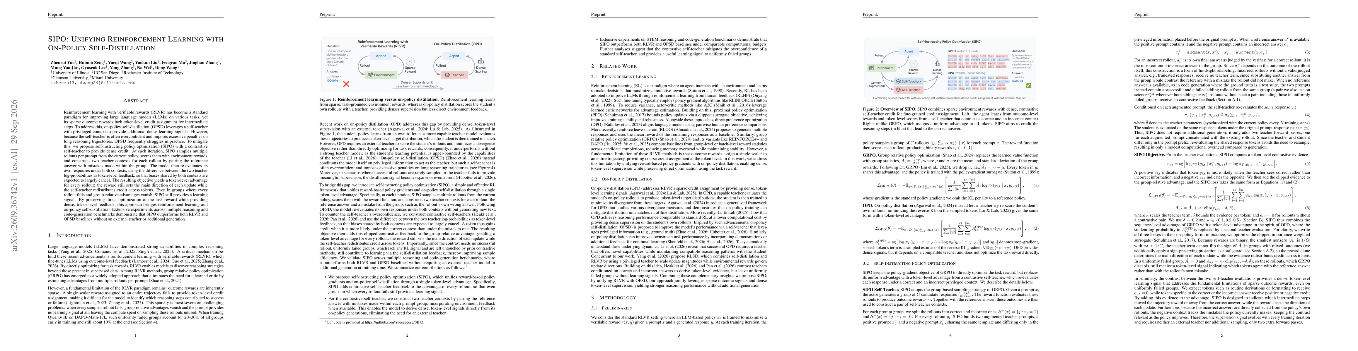 Thumbnail for SIPO: Unifying Reinforcement Learning with On-Policy Self-Distillation