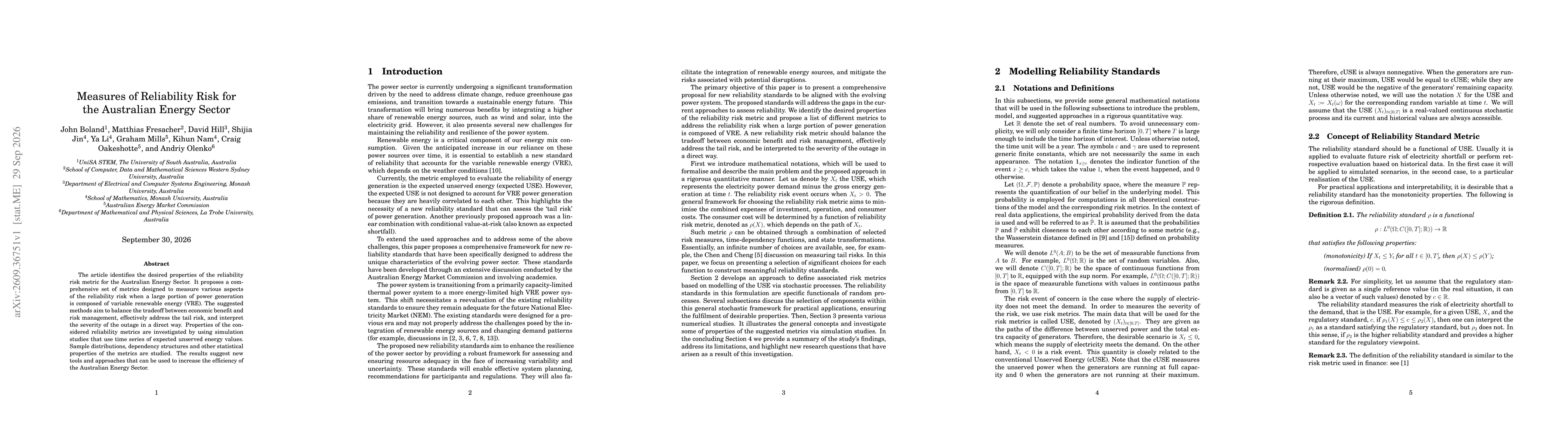 Thumbnail for Measures of Reliability Risk for the Australian Energy Sector