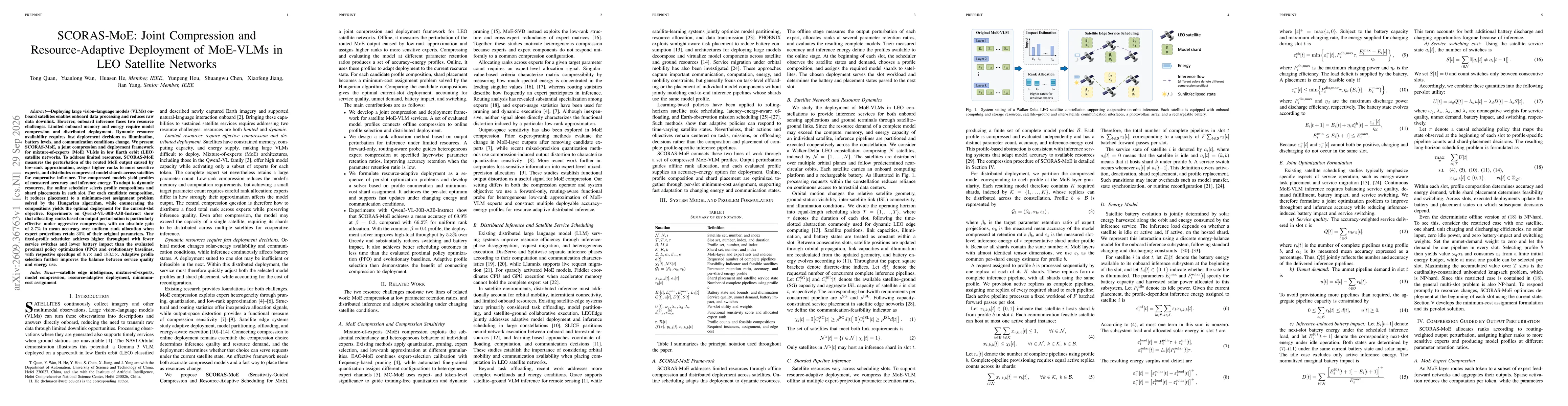 Thumbnail for SCORAS-MoE: Joint Compression and Resource-Adaptive Deployment of MoE-VLMs in LEO Satellite Networks