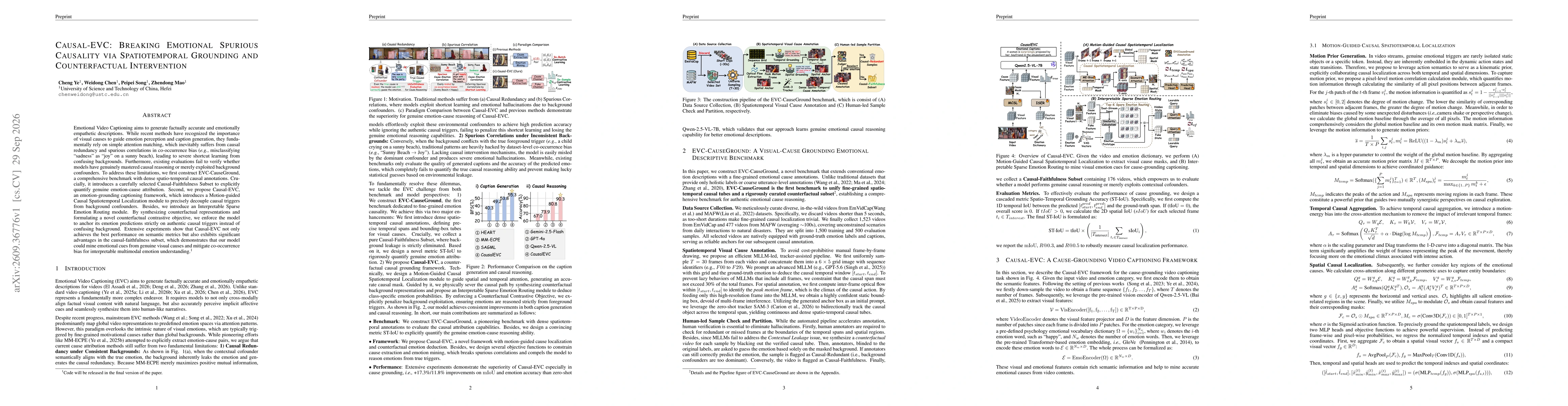 Thumbnail for Causal-EVC: Breaking Emotional Spurious Causality via Spatiotemporal Grounding and Counterfactual Intervention